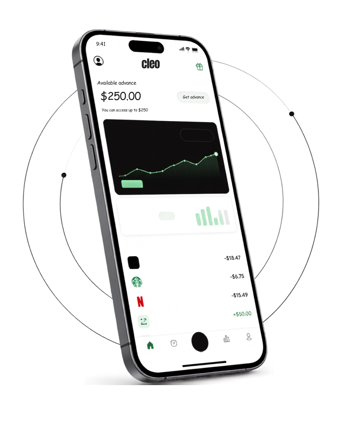 Cleo app dashboard previewing the 4-step loan application
